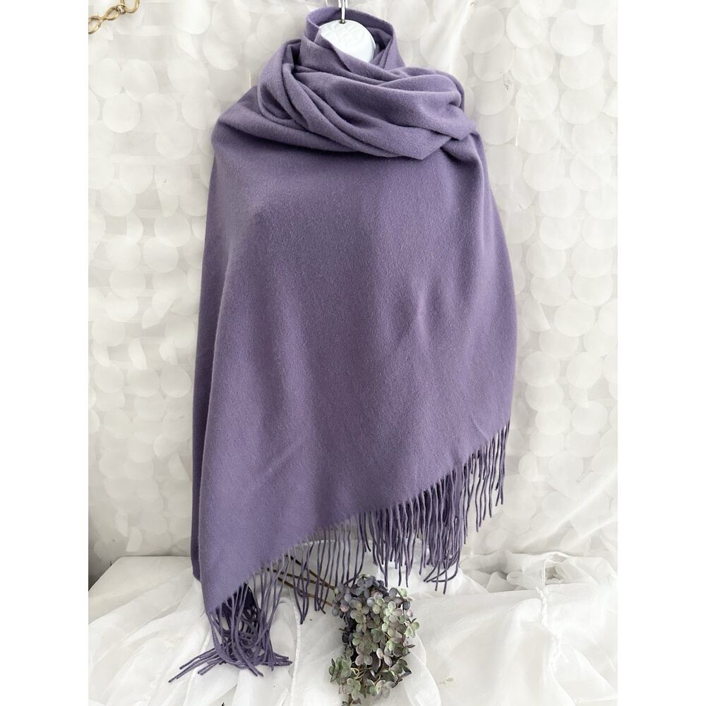 PUR CASHMERE 100% Cashmere Wrap Pashima Shawl Lavender Fringed INNER MONGOLIA - Picture 3 of 9
